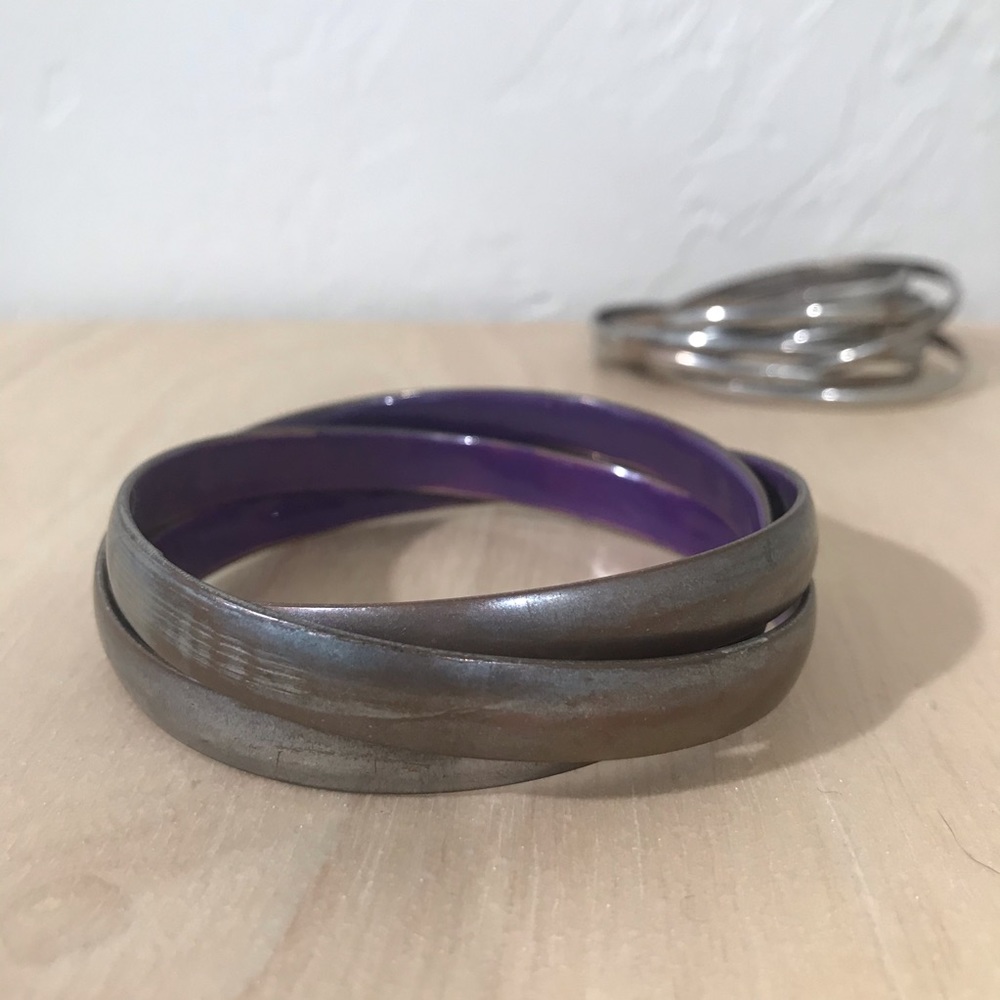 Set of 2 Silver Infinity Bangles- 1 Thin ; 1 Thick - Picture 7 of 8